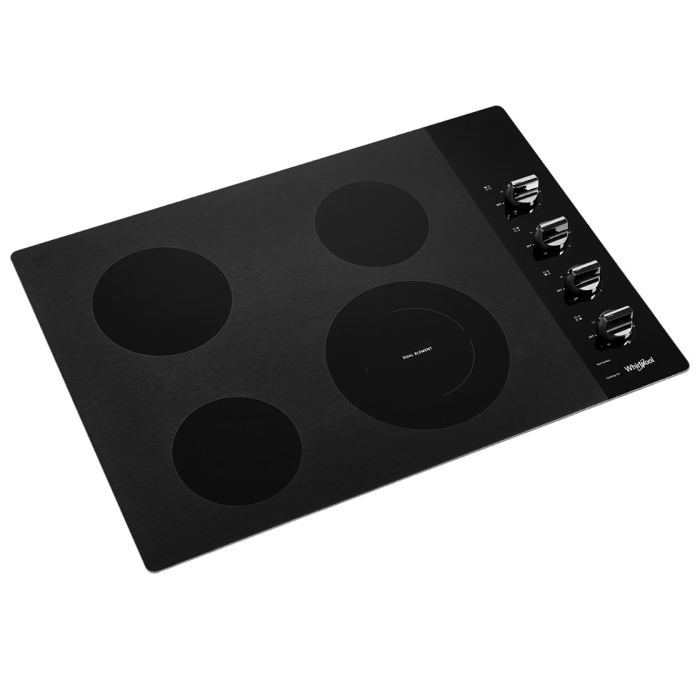 Estufa eléctrica Whirlpool de 30 pulgadas con 4 quemadores y superficie lisa (radiante) en color negro - WCE55US0HB