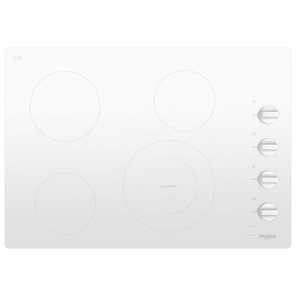 Plancha Eléctrica Blanca de 30 pulgadas con 4 Quemadores y Superficie Lisa (Radiante) Whirlpool WCE55US0HW