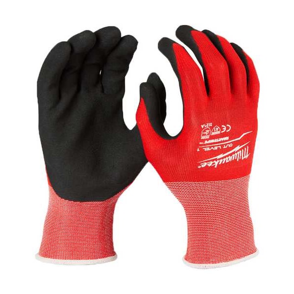 Guantes Milwaukee Tool con recubrimiento de nitrilo de nivel de corte 1 - 2X-Grande (12 pares), Nivel de corte A4, 13 ga, Rojos, 2XL - 48-22-8904B.