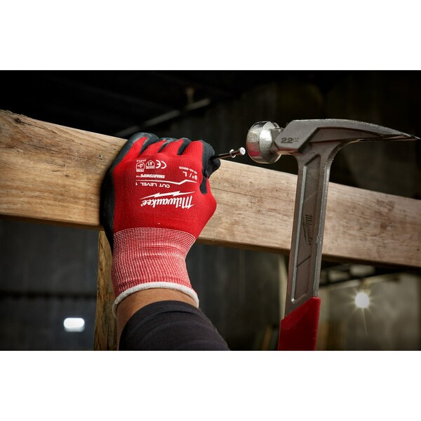Guantes Milwaukee Tool con recubrimiento de nitrilo de nivel de corte 1 - 2X-Grande (12 pares), Nivel de corte A4, 13 ga, Rojos, 2XL - 48-22-8904B.