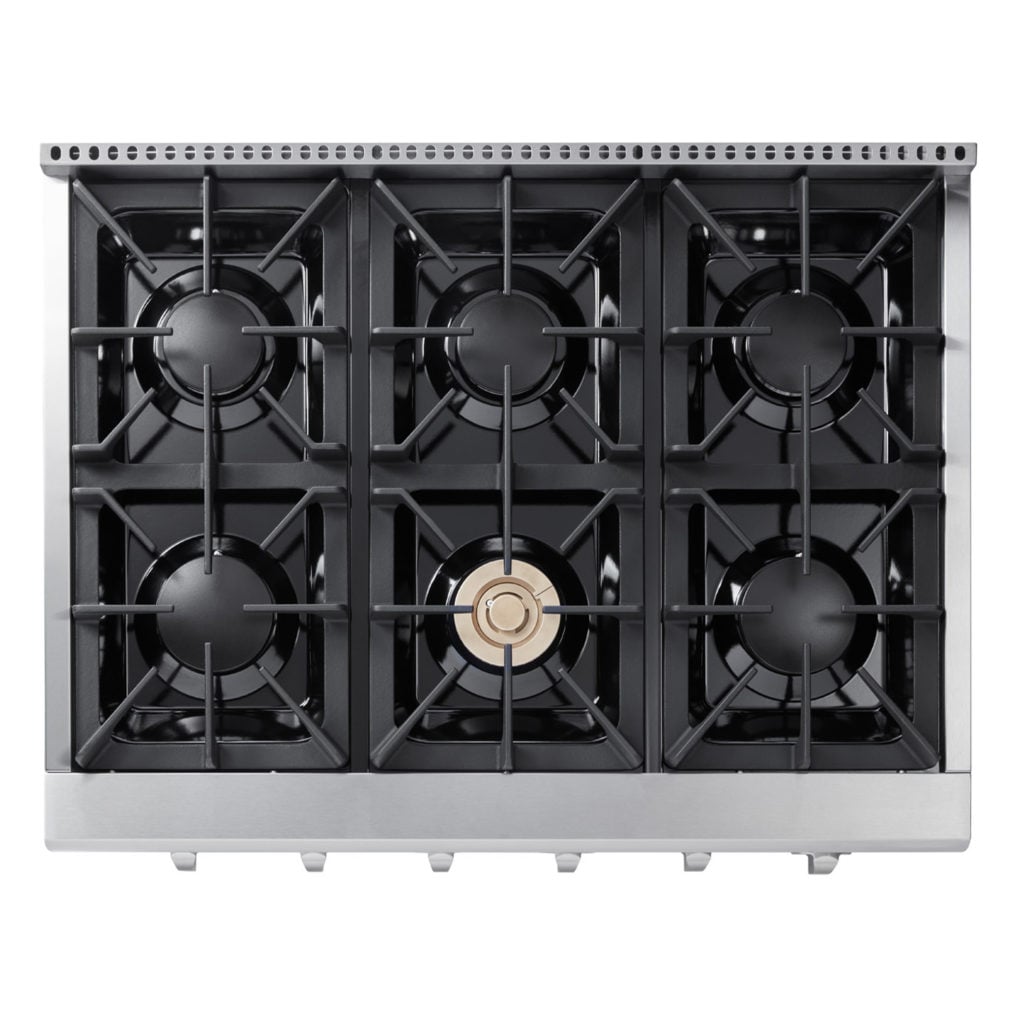Estufa de gas de acero inoxidable con 6 quemadores de 36 pulgadas de Thor Kitchen