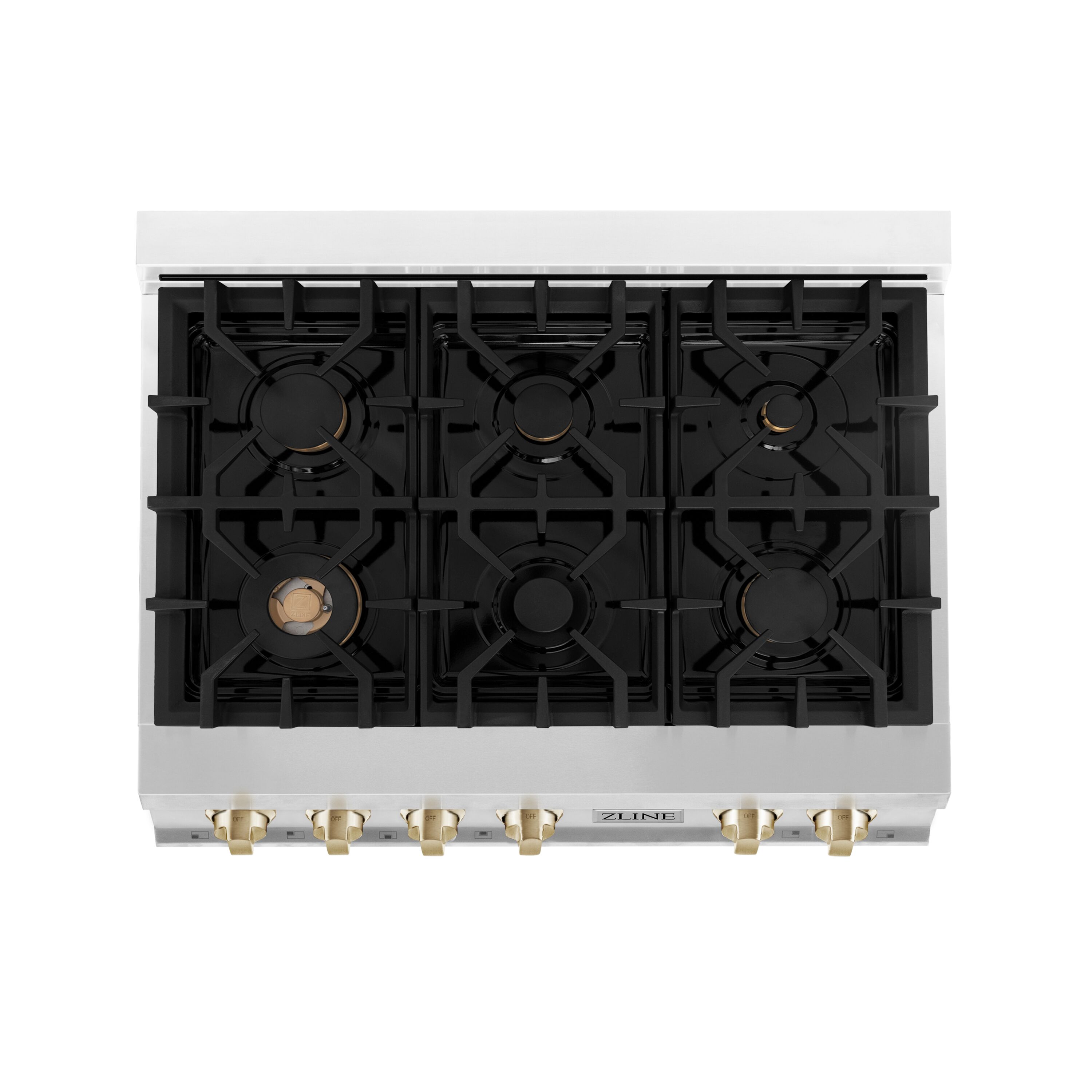 Quemador de gas de acero inoxidable de 6 quemadores de edición autógrafa profesional de ZLINE KITCHEN & BATH de 36 pulgadas