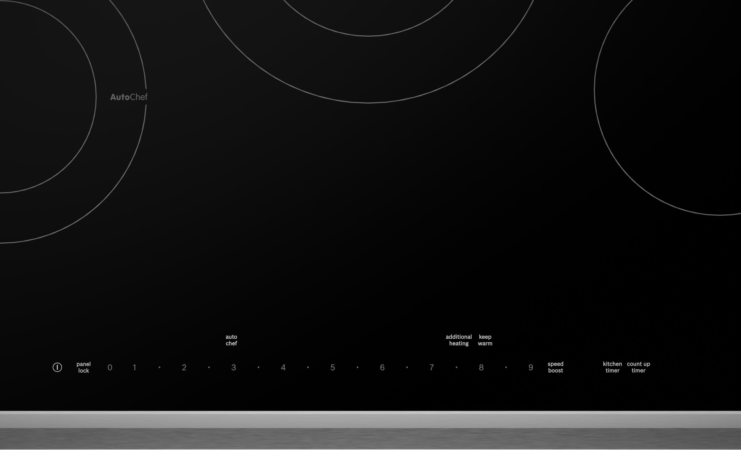 Superficie lisa (Radiante) de 5 quemadores de 30 pulgadas de la serie Bosch Benchmark en negro Cooktop eléctrico NETP069SUC