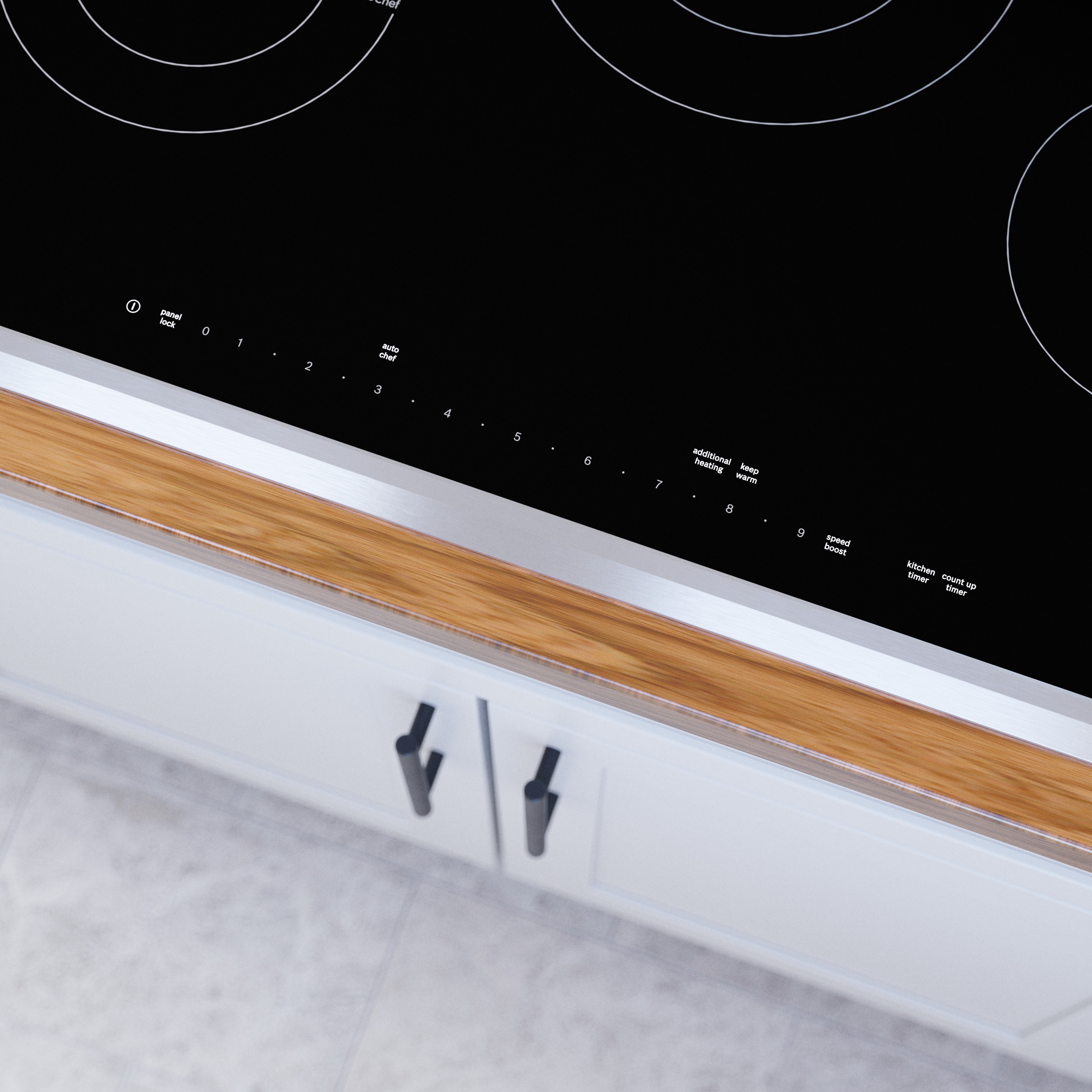 Superficie lisa (Radiante) de 5 quemadores de 30 pulgadas de la serie Bosch Benchmark en negro Cooktop eléctrico NETP069SUC