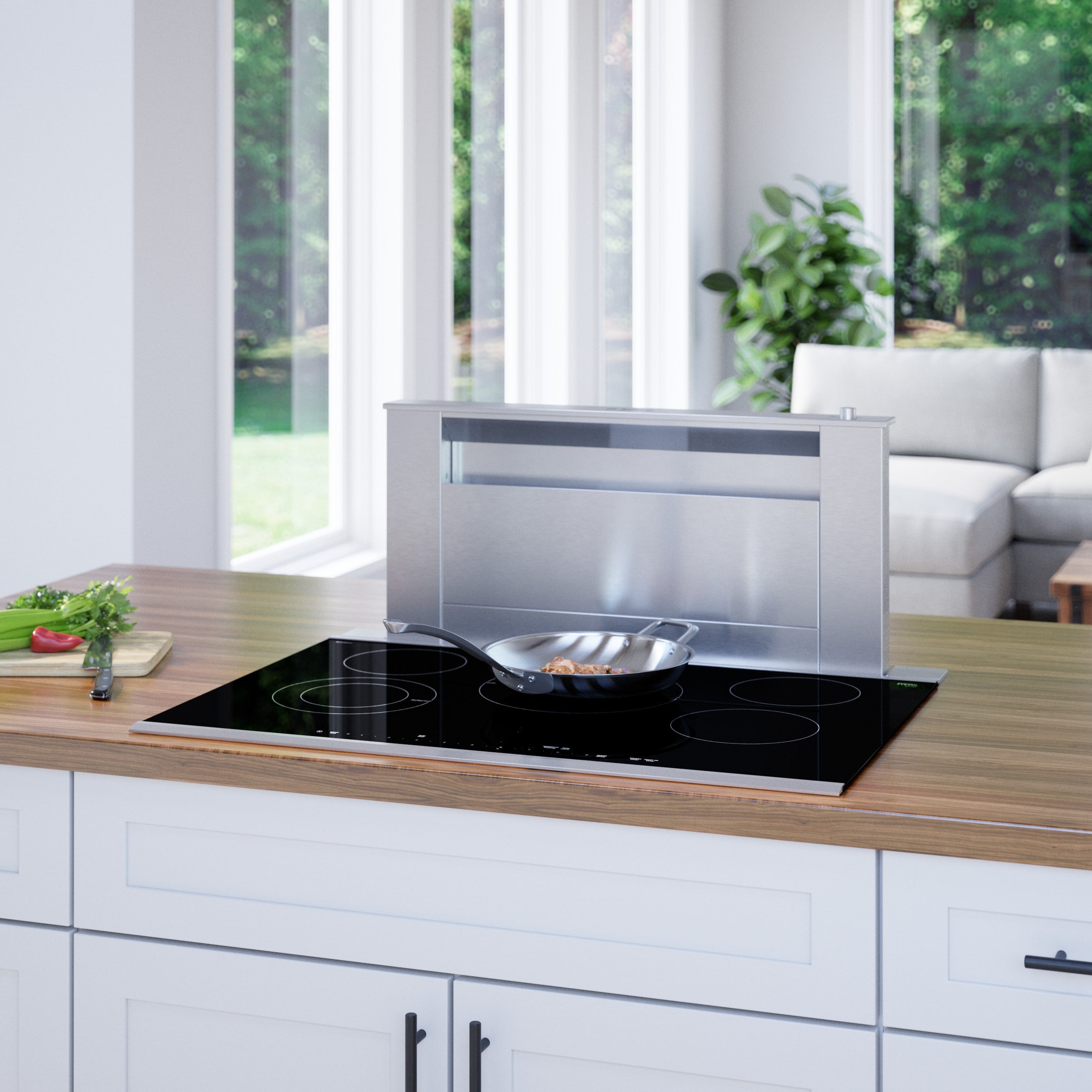 Superficie lisa (Radiante) de 5 quemadores de 30 pulgadas de la serie Bosch Benchmark en negro Cooktop eléctrico NETP069SUC