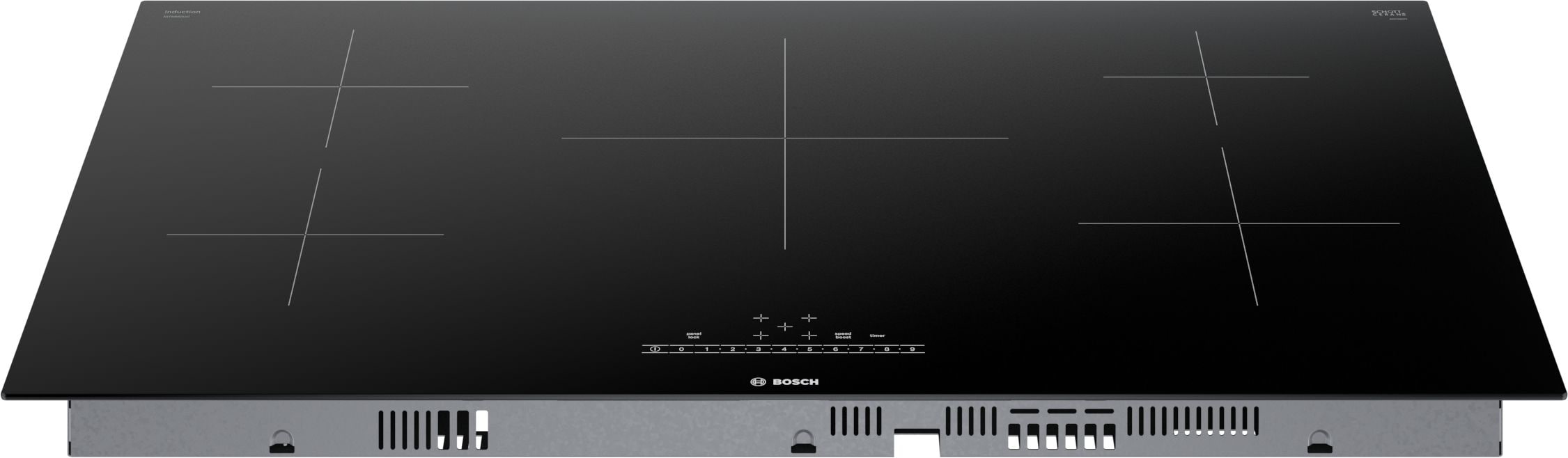 Parrilla de inducción Bosch Serie 500 de 36 pulgadas con 5 quemadores en color negro NIT5660UC.