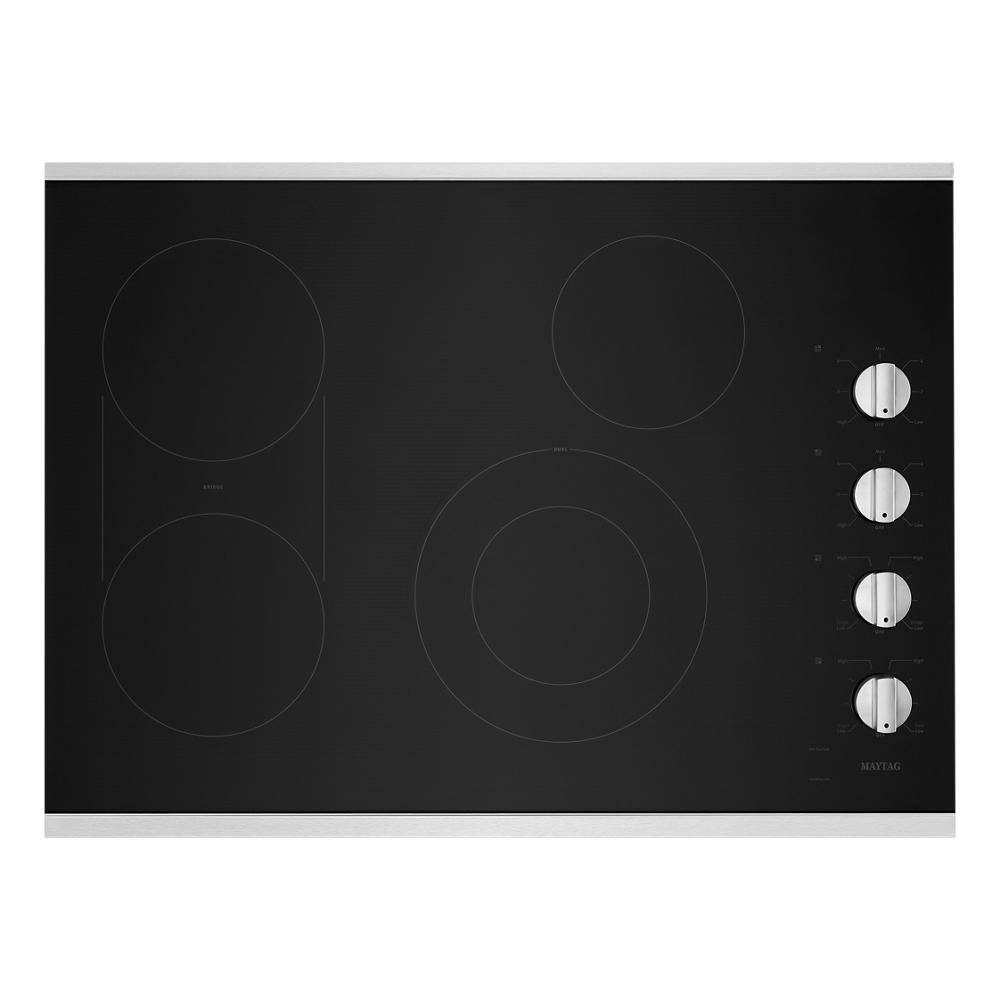 Encimera eléctrica de acero inoxidable liso (radiante) Maytag de 30 pulgadas con 4 quemadores y elemento puente MEC8830HS