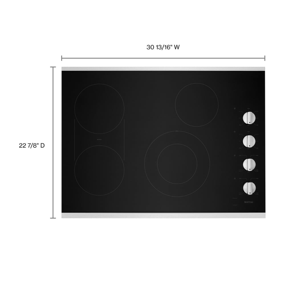 Encimera eléctrica de acero inoxidable liso (radiante) Maytag de 30 pulgadas con 4 quemadores y elemento puente MEC8830HS