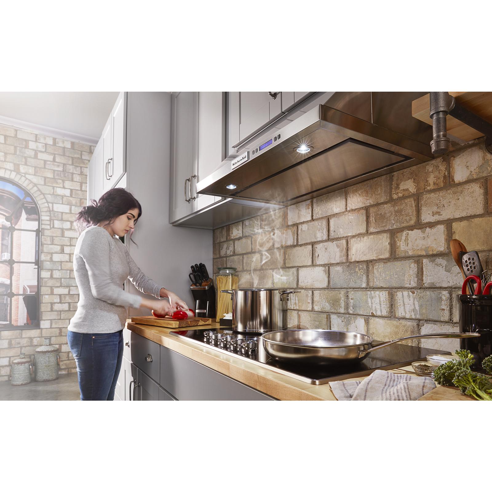 Placa de cocción eléctrica de acero inoxidable liso de 36 pulgadas con 5 quemadores KitchenAid KCES556HSS