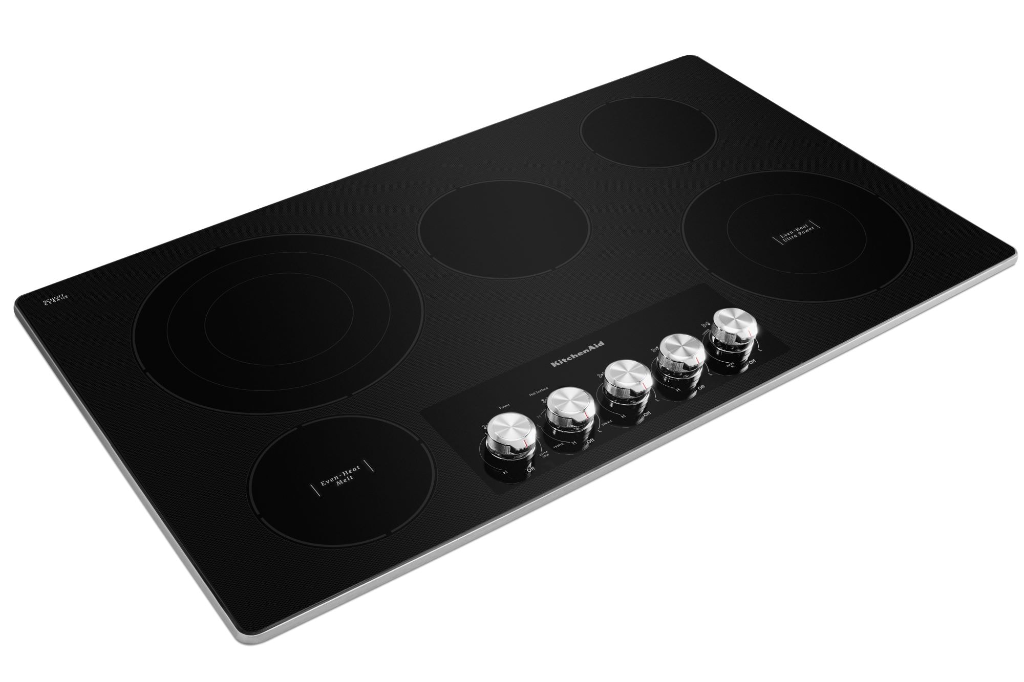 Placa de cocción eléctrica de acero inoxidable liso de 36 pulgadas con 5 quemadores KitchenAid KCES556HSS