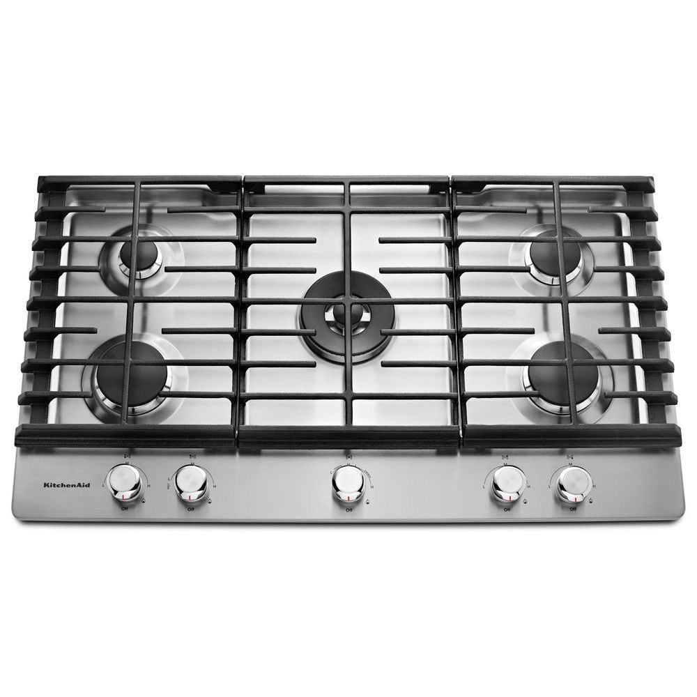 Parrilla de gas de acero inoxidable de 36 pulgadas con 5 quemadores de KitchenAid