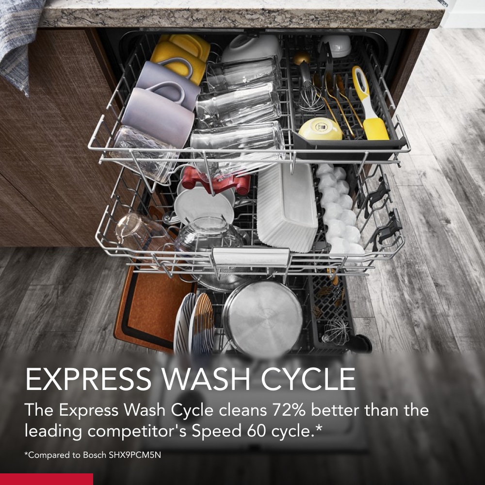 Lavavajillas Empotrado Top Control de 24 pulgadas de la Serie Ecológica 360 MAX JETS de KitchenAid con Tercer Riel (Acero Inoxidable con Acabado PRINTSHIELD), Nivel de Sonido Muy Silencioso de 44 Decibeles KDTM404KPS