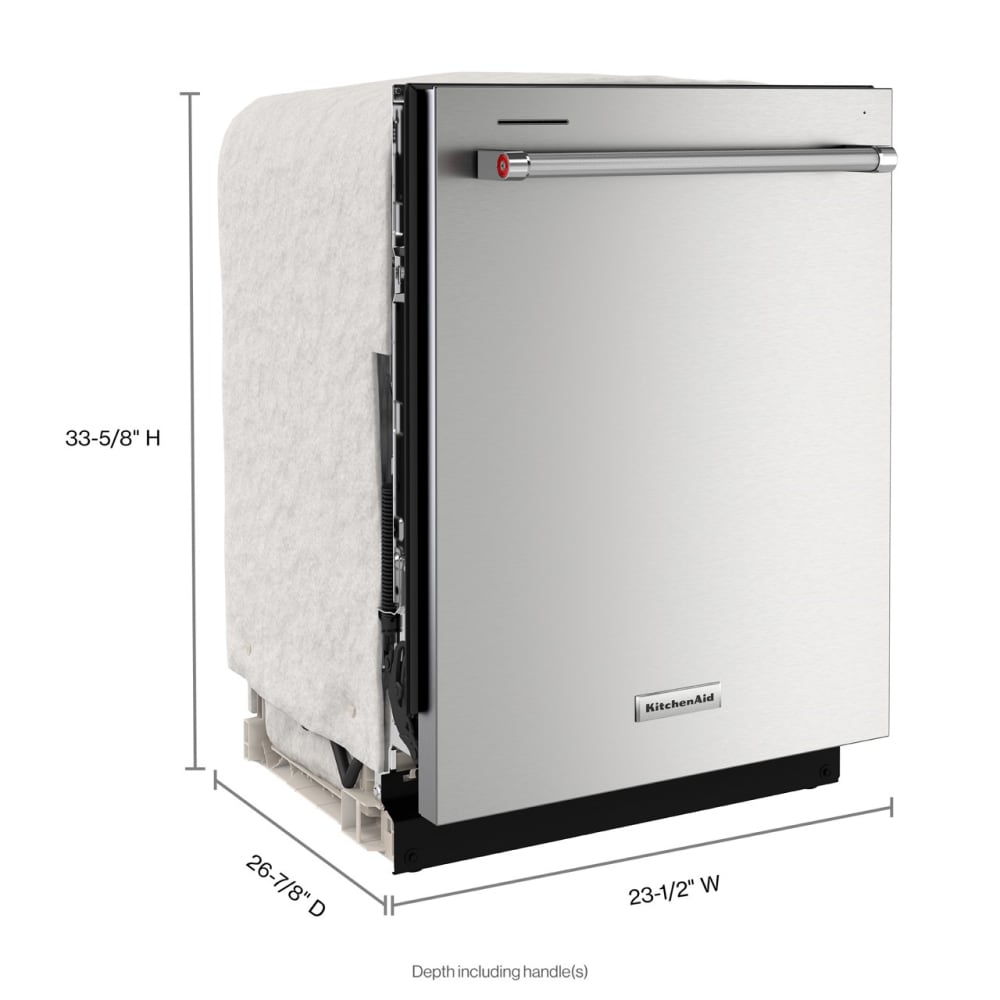 Lavavajillas Empotrado Top Control de 24 pulgadas de la Serie Ecológica 360 MAX JETS de KitchenAid con Tercer Riel (Acero Inoxidable con Acabado PRINTSHIELD), Nivel de Sonido Muy Silencioso de 44 Decibeles KDTM404KPS