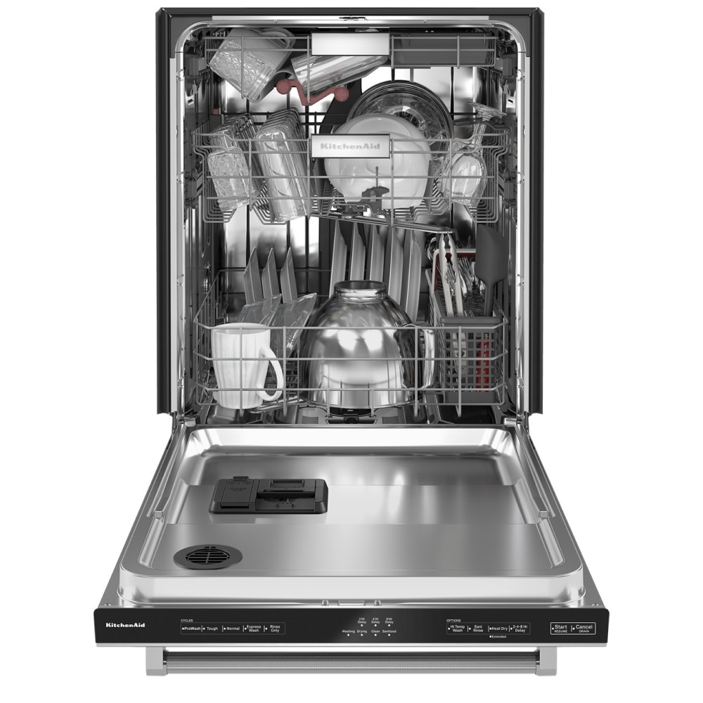 Lavavajillas Empotrado Top Control de 24 pulgadas de la Serie Ecológica 360 MAX JETS de KitchenAid con Tercer Riel (Acero Inoxidable con Acabado PRINTSHIELD), Nivel de Sonido Muy Silencioso de 44 Decibeles KDTM404KPS