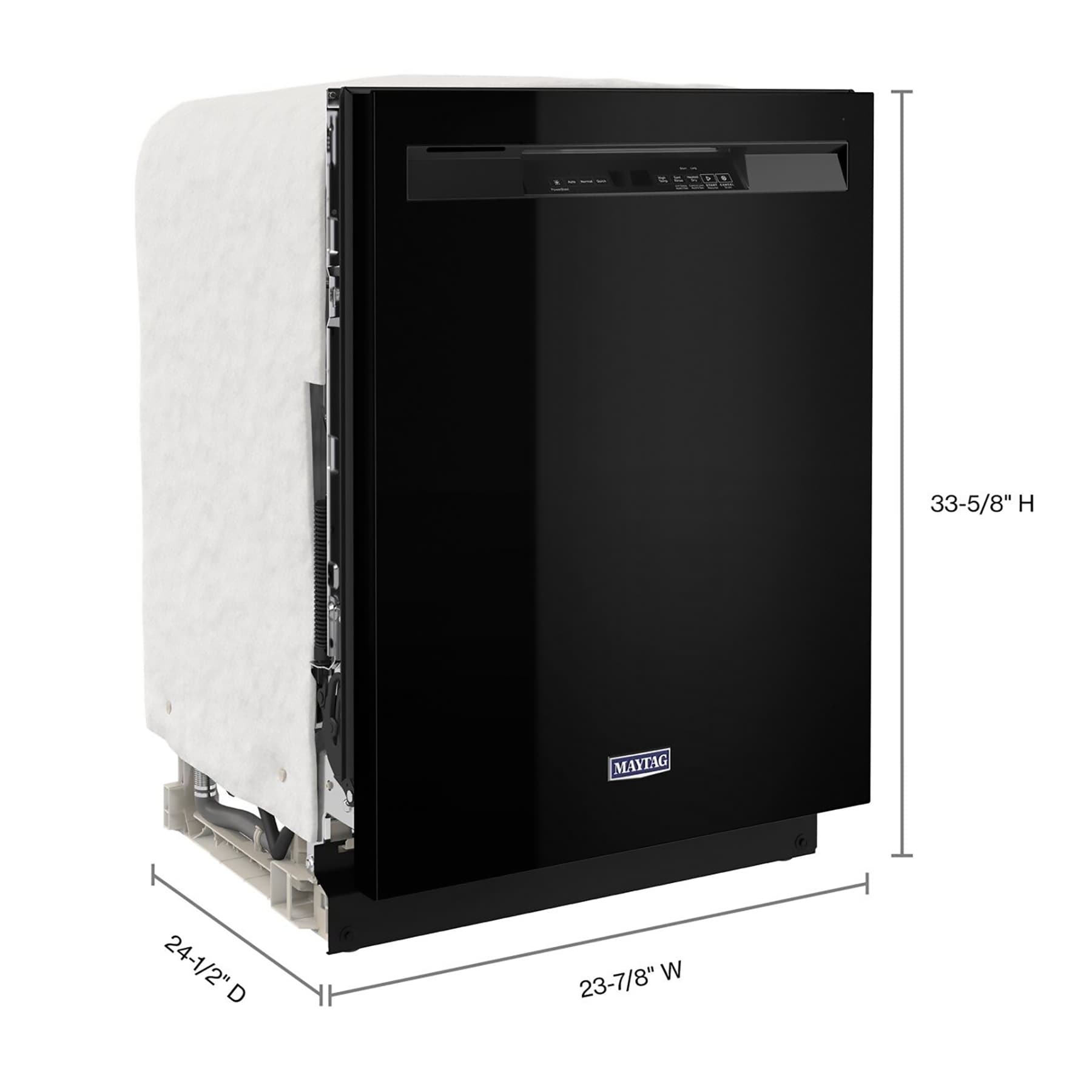 Lavavajillas empotrable de control frontal de 24 pulgadas con doble filtración de potencia Maytag (Negro), nivel de sonido muy silencioso de 50 decibeles MDB4949SKB.