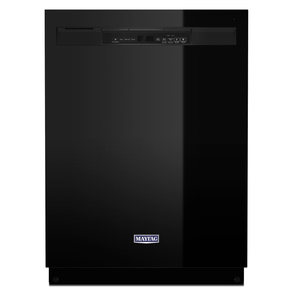Lavavajillas empotrable de control frontal de 24 pulgadas con doble filtración de potencia Maytag (Negro), nivel de sonido muy silencioso de 50 decibeles MDB4949SKB.