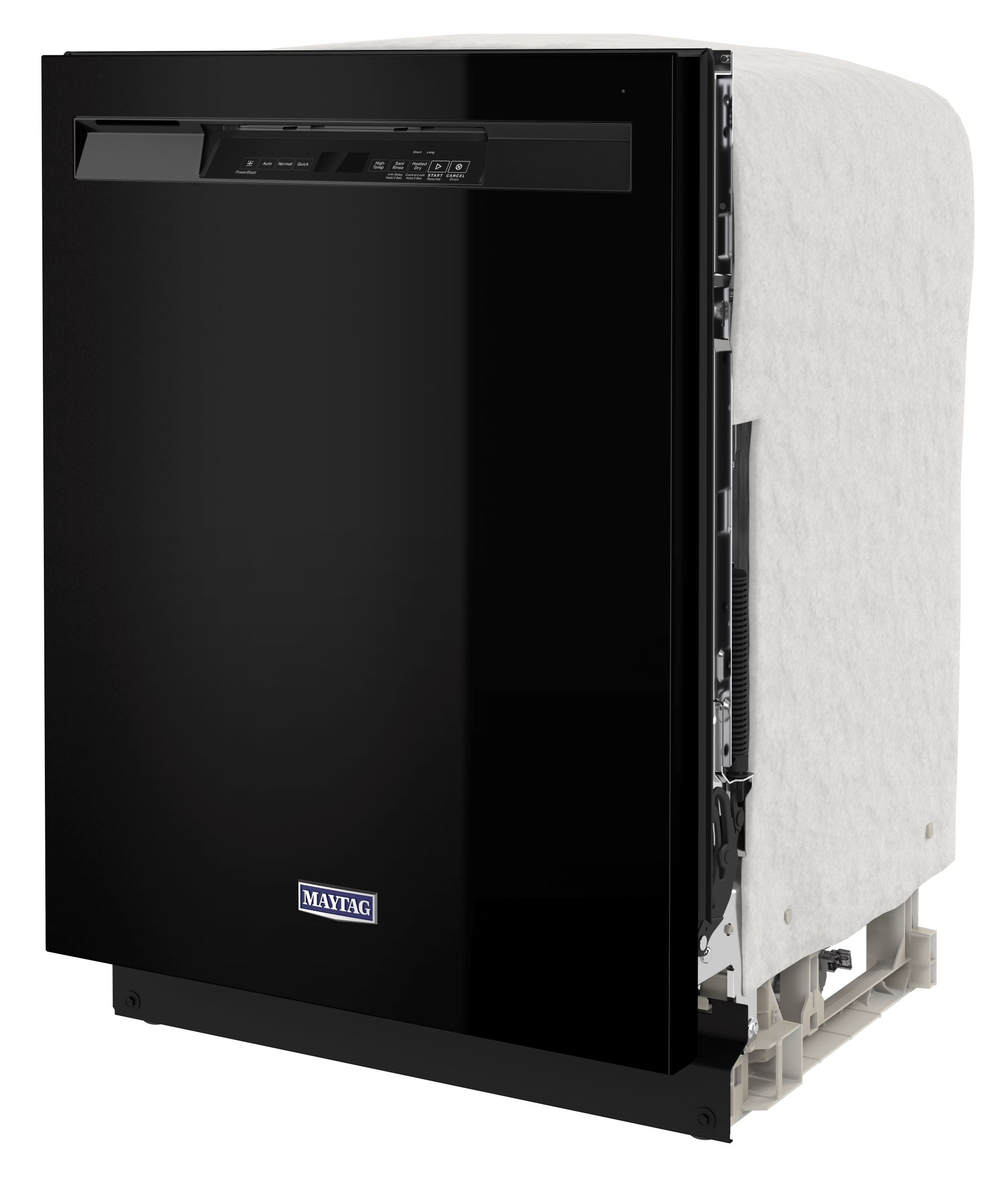 Lavavajillas empotrable de control frontal de 24 pulgadas con doble filtración de potencia Maytag (Negro), nivel de sonido muy silencioso de 50 decibeles MDB4949SKB.