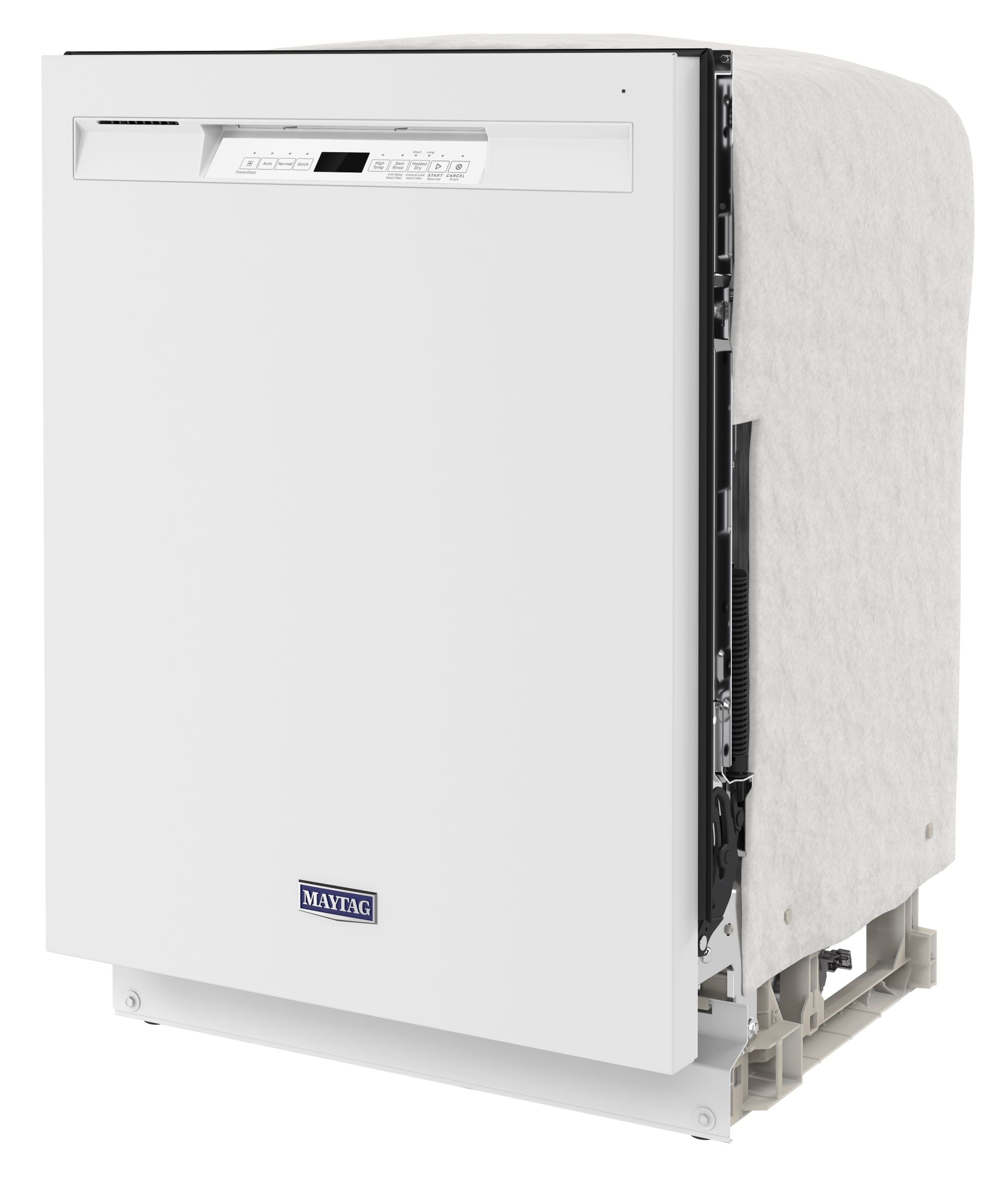 Lavavajillas Empotrado de Control Frontal de 24 pulgadas con Doble Filtración de Poder Maytag (Blanco), Nivel de Sonido Muy Silencioso de 50 Decibeles MDB4949SKW