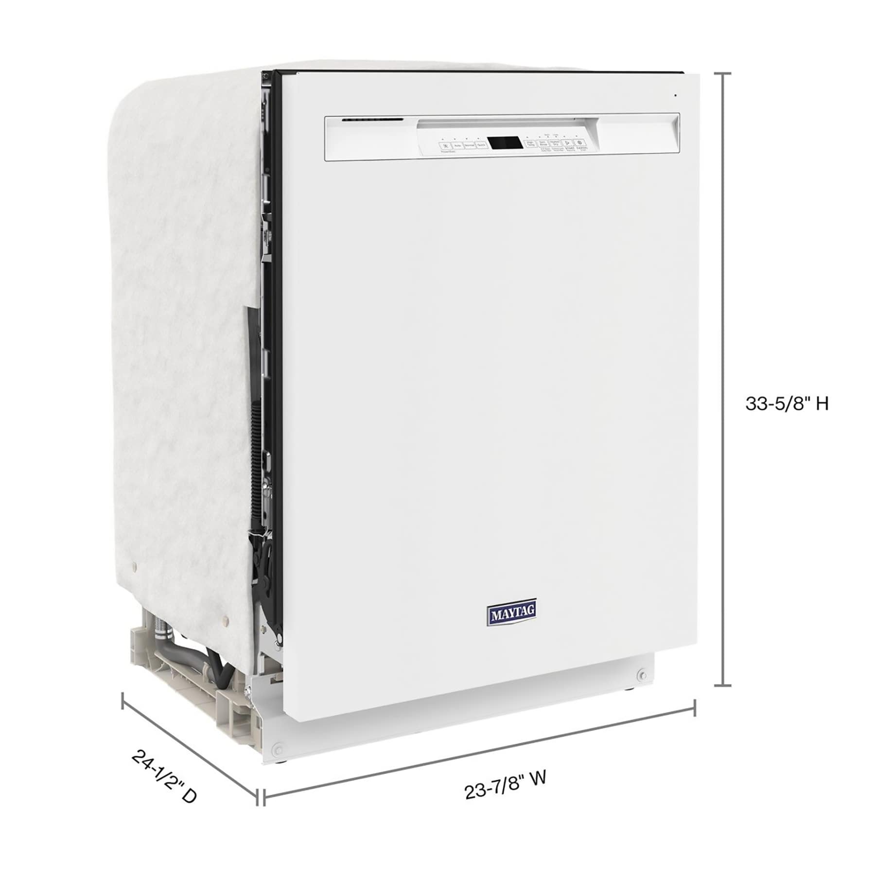 Lavavajillas Empotrado de Control Frontal de 24 pulgadas con Doble Filtración de Poder Maytag (Blanco), Nivel de Sonido Muy Silencioso de 50 Decibeles MDB4949SKW