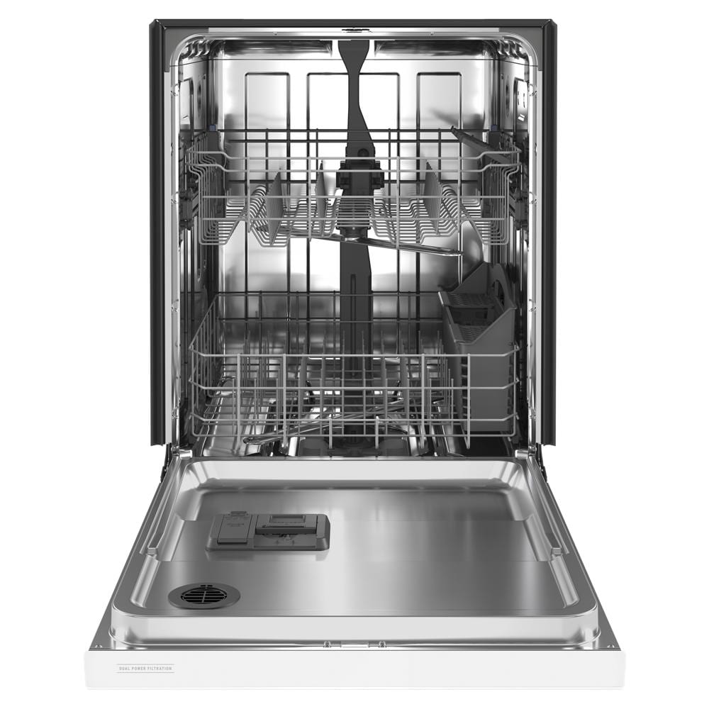 Lavavajillas Empotrado de Control Frontal de 24 pulgadas con Doble Filtración de Poder Maytag (Blanco), Nivel de Sonido Muy Silencioso de 50 Decibeles MDB4949SKW