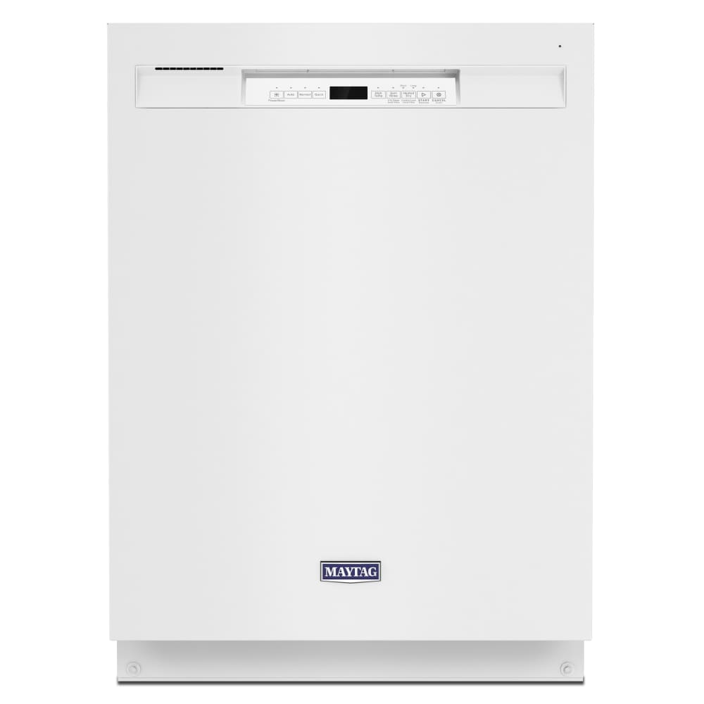 Lavavajillas Empotrado de Control Frontal de 24 pulgadas con Doble Filtración de Poder Maytag (Blanco), Nivel de Sonido Muy Silencioso de 50 Decibeles MDB4949SKW
