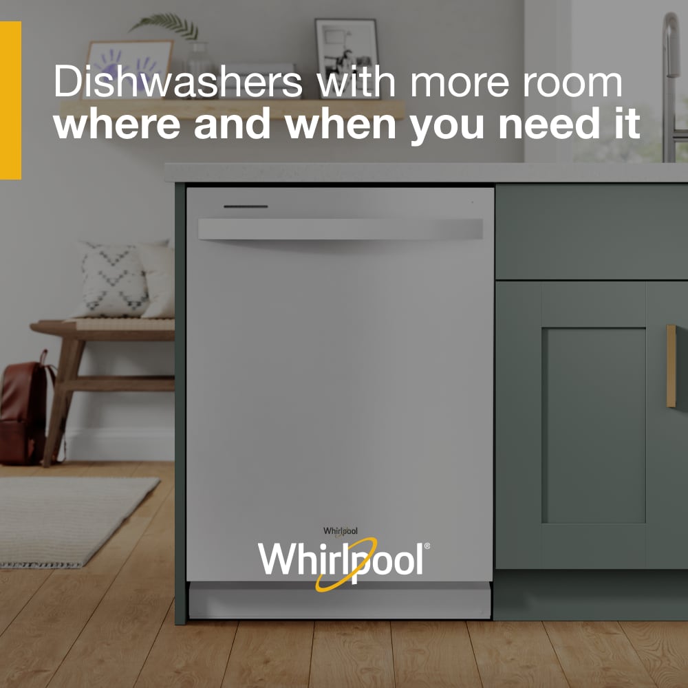 Lavavajillas Empotrable de Gran Capacidad de la Serie Eco de Whirlpool con Tercera Bandeja (Blanco), Control Superior de 24 pulgadas, Nivel de Ruido Muy Silencioso de 47 decibeles WDT750SAKW