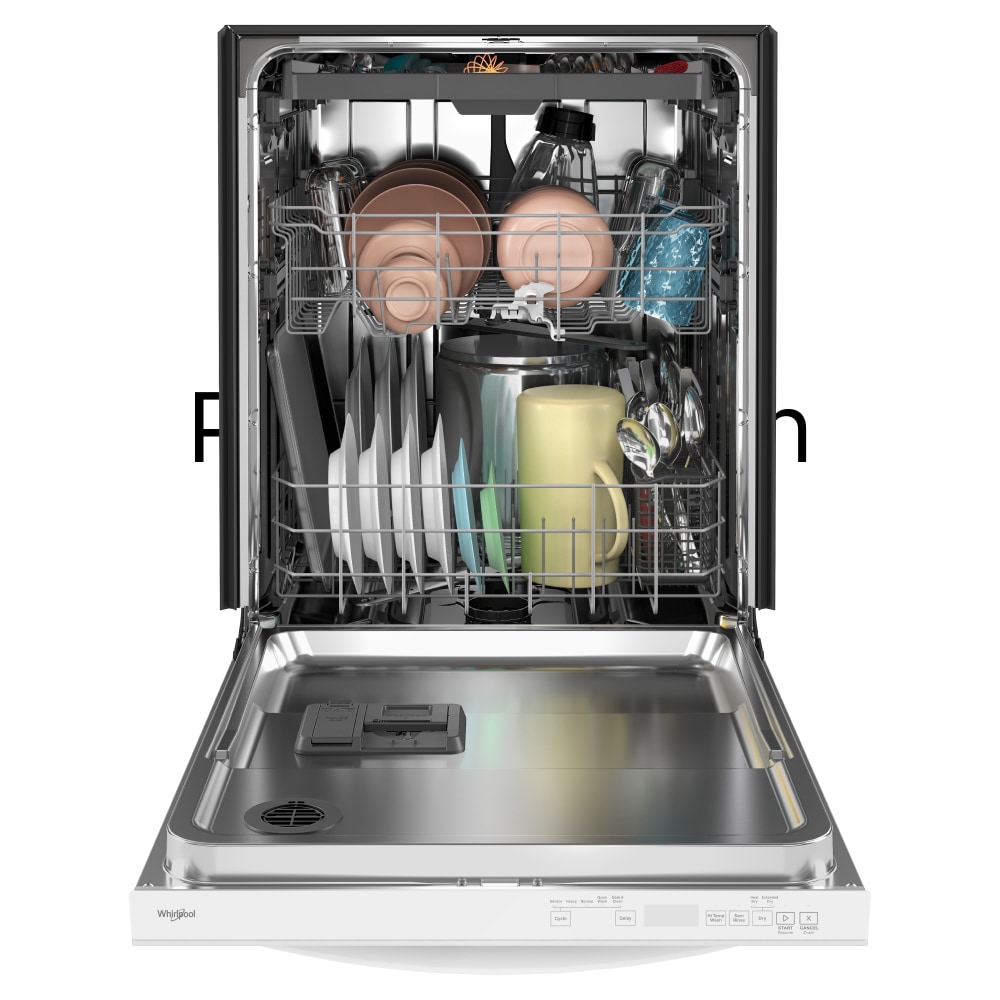 Lavavajillas Empotrable de Gran Capacidad de la Serie Eco de Whirlpool con Tercera Bandeja (Blanco), Control Superior de 24 pulgadas, Nivel de Ruido Muy Silencioso de 47 decibeles WDT750SAKW