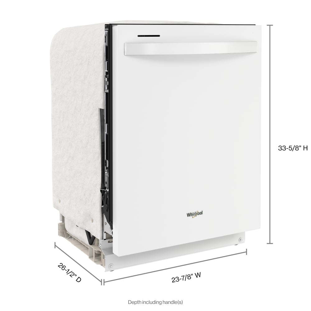 Lavavajillas Empotrable de Gran Capacidad de la Serie Eco de Whirlpool con Tercera Bandeja (Blanco), Control Superior de 24 pulgadas, Nivel de Ruido Muy Silencioso de 47 decibeles WDT750SAKW
