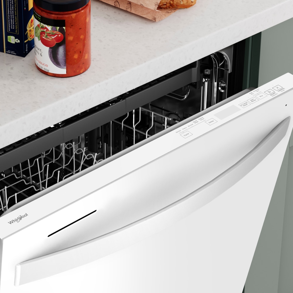 Lavavajillas Empotrable de Gran Capacidad de la Serie Eco de Whirlpool con Tercera Bandeja (Blanco), Control Superior de 24 pulgadas, Nivel de Ruido Muy Silencioso de 47 decibeles WDT750SAKW