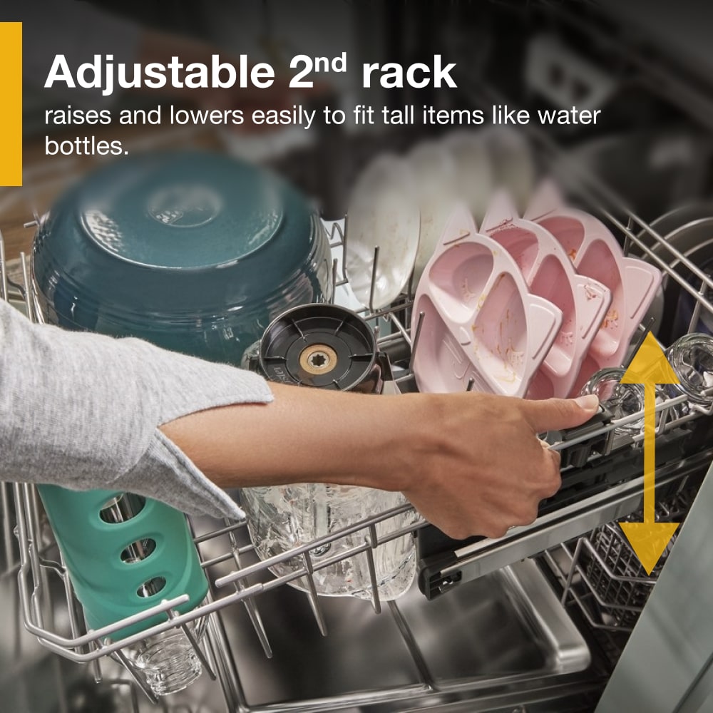 Lavavajillas Empotrable de 24 pulgadas de la Serie Eco Whirlpool con Tercera Bandeja (Acero Inoxidable Resistente a las Huellas Dactilares), Nivel de Sonido Muy Silencioso de 47 Decibeles WDPA70SAMZ