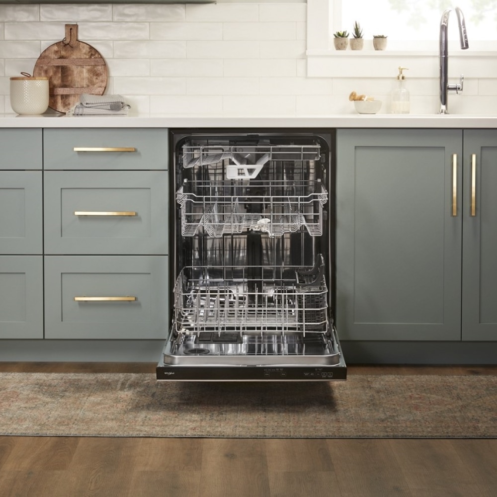 Lavavajillas Empotrable de 24 pulgadas de la Serie Eco Whirlpool con Tercera Bandeja (Acero Inoxidable Resistente a las Huellas Dactilares), Nivel de Sonido Muy Silencioso de 47 Decibeles WDPA70SAMZ