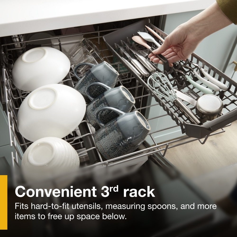 Lavavajillas Empotrable de 24 pulgadas de la Serie Eco Whirlpool con Tercera Bandeja (Acero Inoxidable Resistente a las Huellas Dactilares), Nivel de Sonido Muy Silencioso de 47 Decibeles WDPA70SAMZ