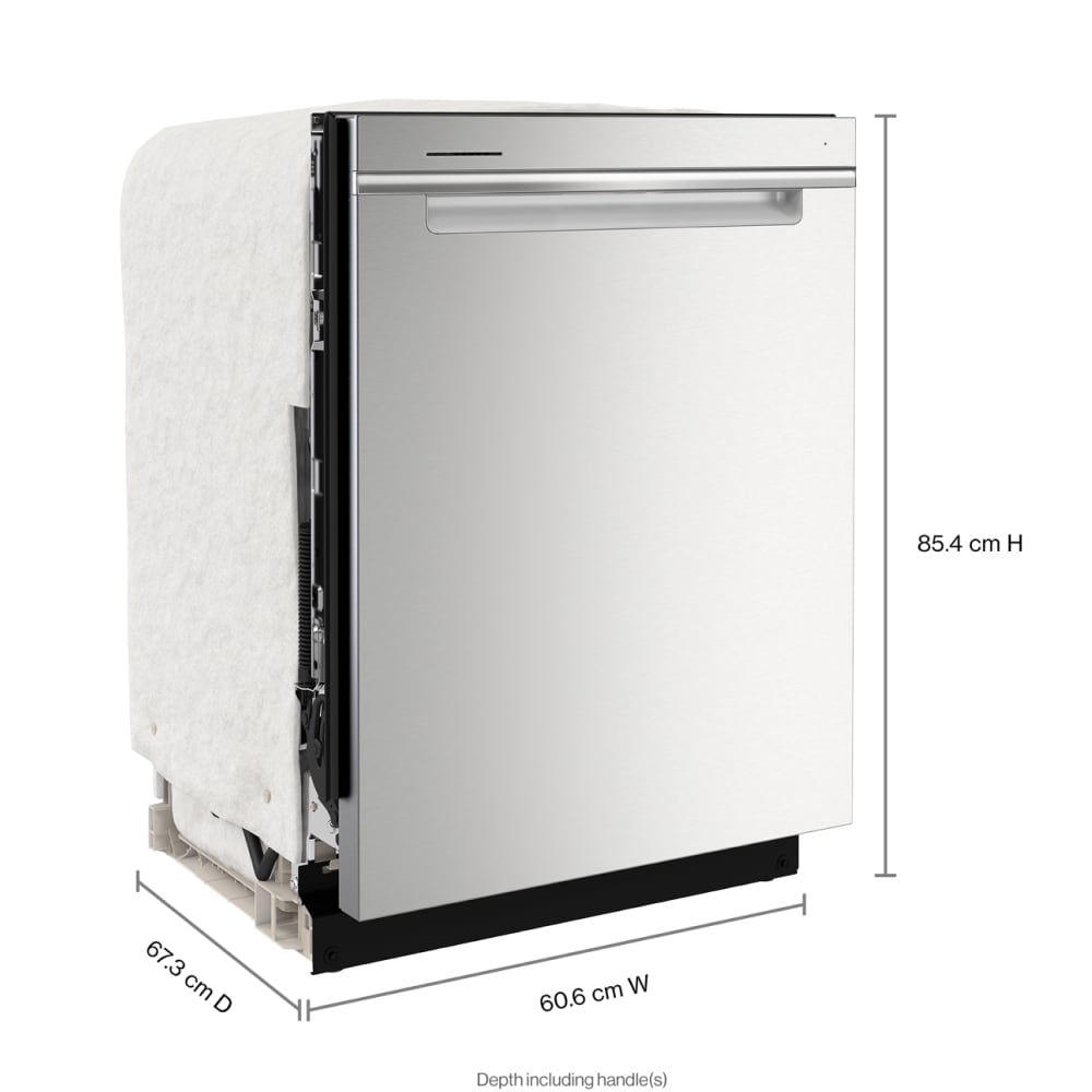 Lavavajillas Empotrable de 24 pulgadas de la Serie Eco Whirlpool con Tercera Bandeja (Acero Inoxidable Resistente a las Huellas Dactilares), Nivel de Sonido Muy Silencioso de 47 Decibeles WDPA70SAMZ