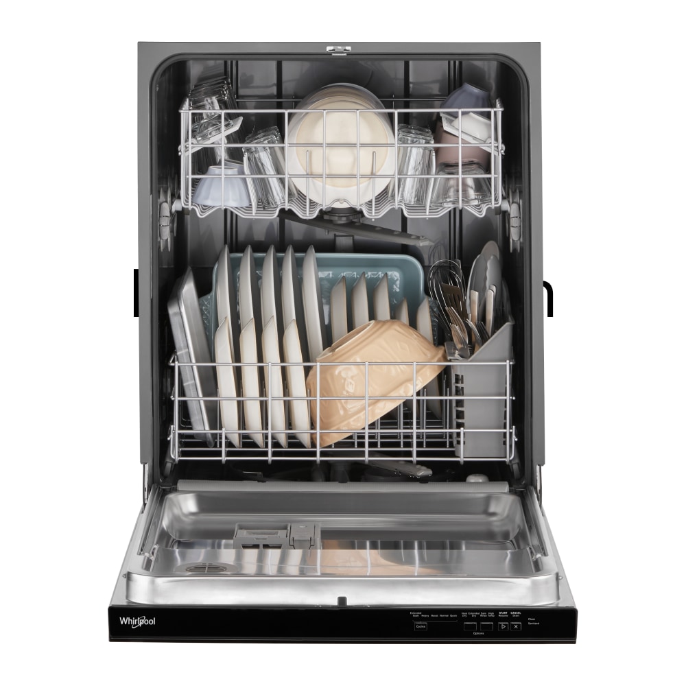 Lavavajillas Empotrable de Control Superior de 24 pulgadas de la Serie Ecológica Whirlpool (Negro), Nivel de Sonido Estándar de 55 Decibeles WDP540HAMB