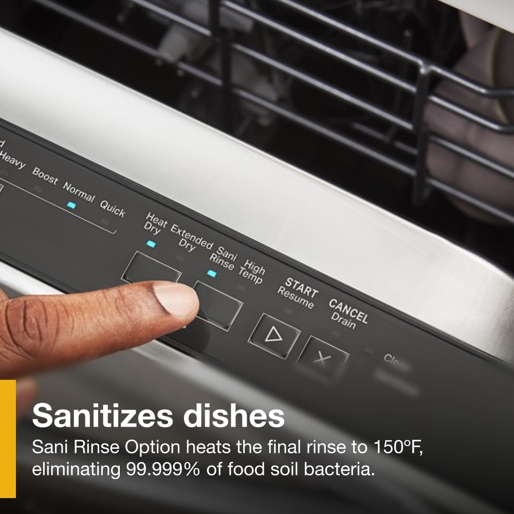 Lavavajillas Empotrable de Control Superior de 24 pulgadas de la Serie Ecológica Whirlpool (Negro), Nivel de Sonido Estándar de 55 Decibeles WDP540HAMB