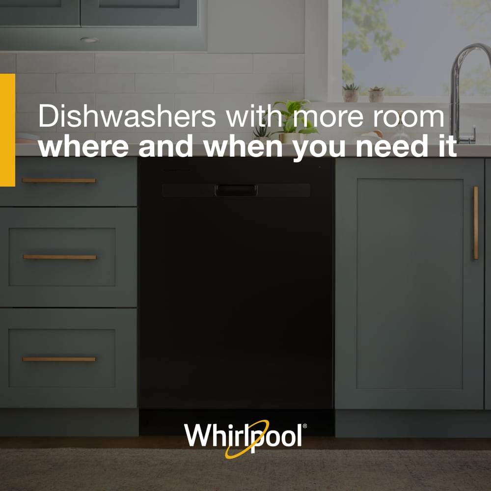 Lavavajillas Empotrable de Control Superior de 24 pulgadas de la Serie Ecológica Whirlpool (Negro), Nivel de Sonido Estándar de 55 Decibeles WDP540HAMB