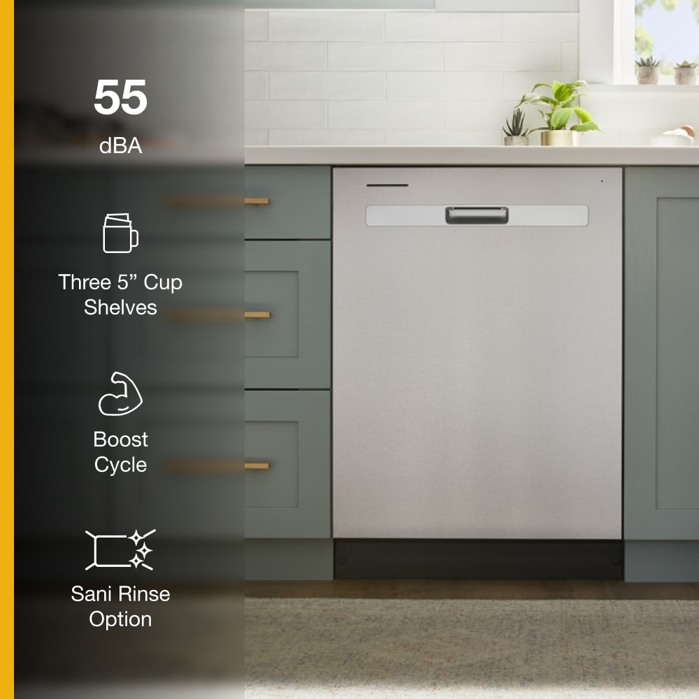 Lavavajillas empotrado Whirlpool Eco Series de 24 pulgadas con control superior (acero inoxidable resistente a huellas dactilares), nivel de sonido estándar de 55 decibeles WDP540HAMZ