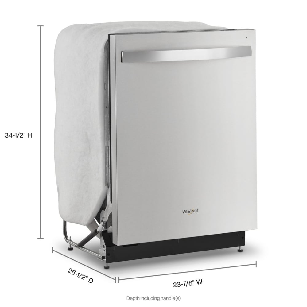 Lavavajillas Incrustado con Tercer Rack en Acero Inoxidable Resistente a Huellas, Serie Ecológica Whirlpool de 24 pulgadas con Control Superior ( Nivel de Sonido Estándar de 51 Decibeles)