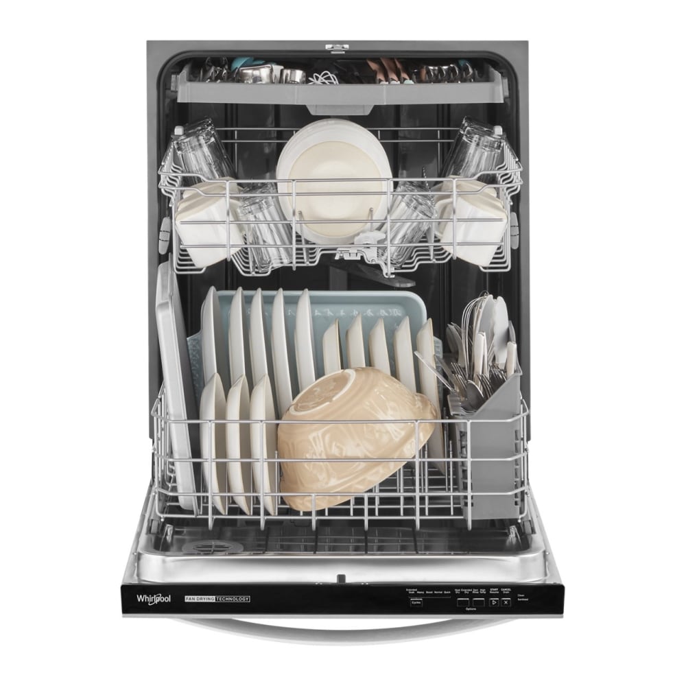Lavavajillas Incrustado con Tercer Rack en Acero Inoxidable Resistente a Huellas, Serie Ecológica Whirlpool de 24 pulgadas con Control Superior ( Nivel de Sonido Estándar de 51 Decibeles)