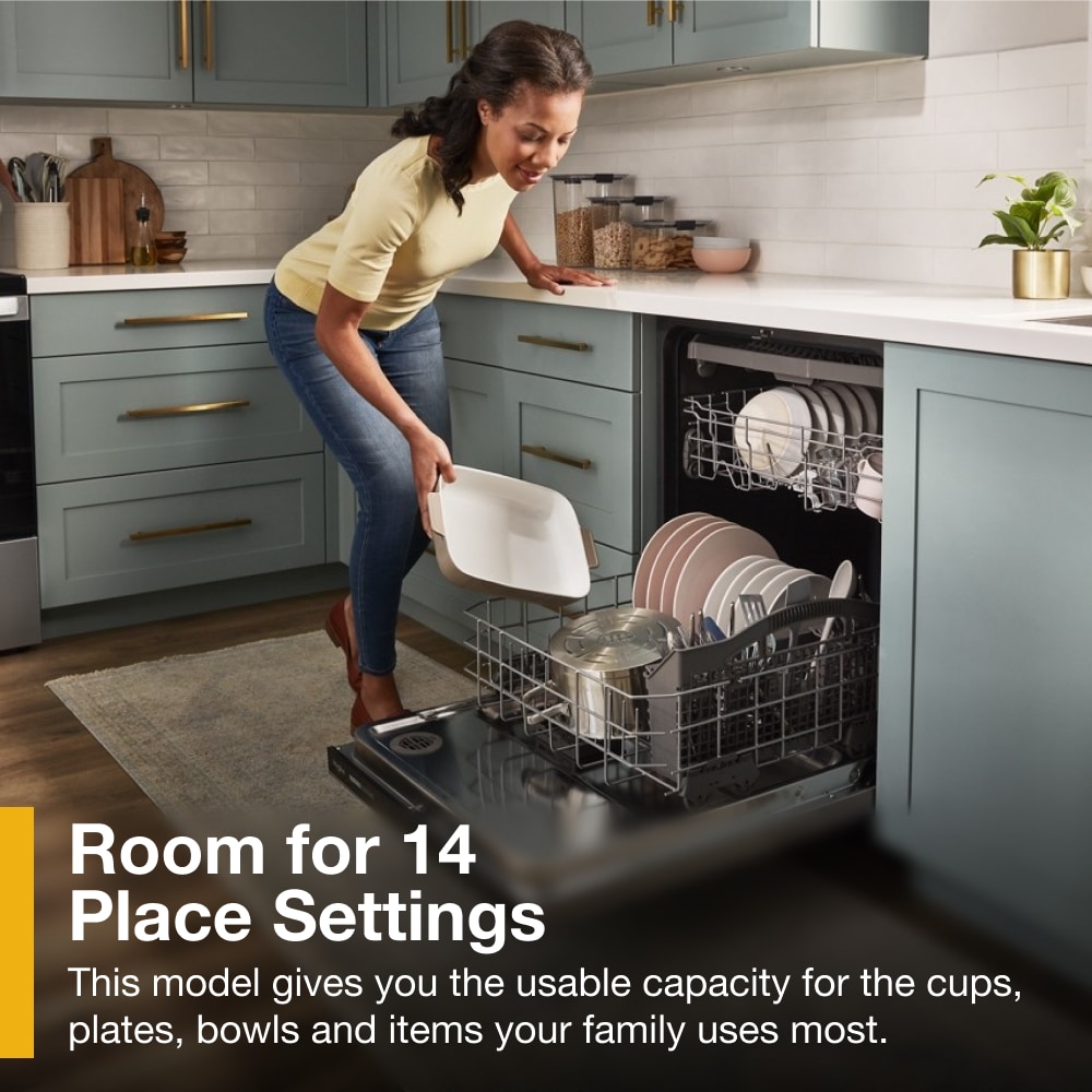 Lavavajillas Incrustado con Tercer Rack en Acero Inoxidable Resistente a Huellas, Serie Ecológica Whirlpool de 24 pulgadas con Control Superior ( Nivel de Sonido Estándar de 51 Decibeles)