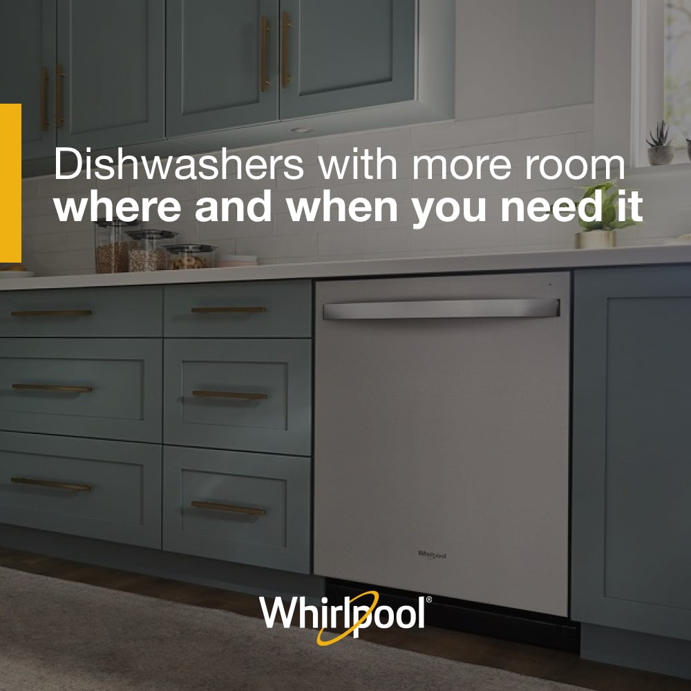 Lavavajillas Incrustado con Tercer Rack en Acero Inoxidable Resistente a Huellas, Serie Ecológica Whirlpool de 24 pulgadas con Control Superior ( Nivel de Sonido Estándar de 51 Decibeles)
