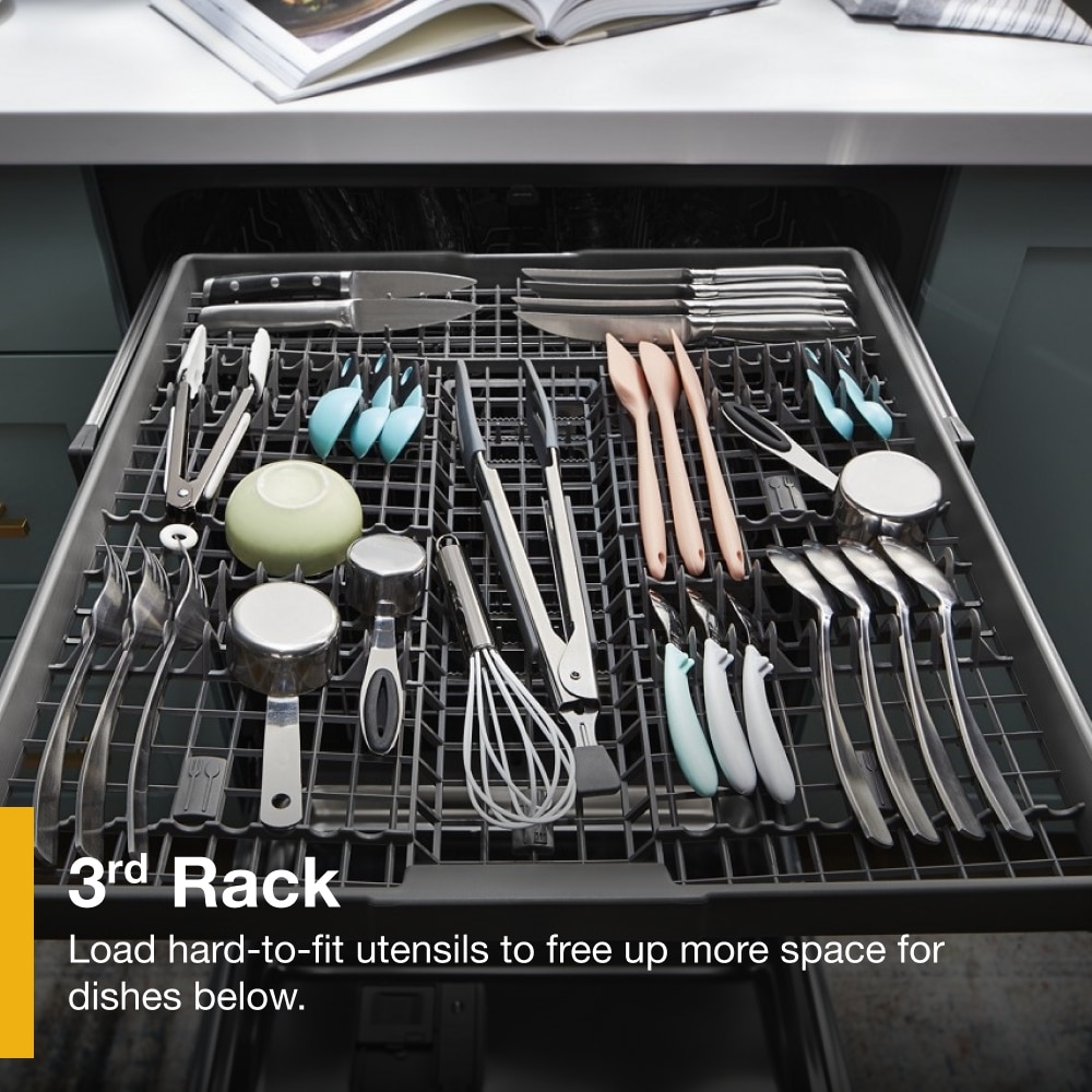 Lavavajillas Incrustado con Tercer Rack en Acero Inoxidable Resistente a Huellas, Serie Ecológica Whirlpool de 24 pulgadas con Control Superior ( Nivel de Sonido Estándar de 51 Decibeles)