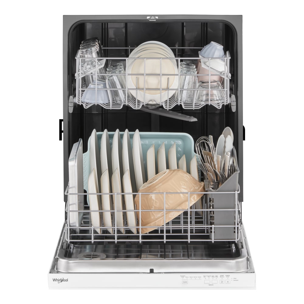 Lavavajillas Empotrado de Control Superior Serie Eco de Whirlpool de 24 pulgadas (Blanco), Nivel de Sonido Estándar de 55 Decibeles WDP540HAMW