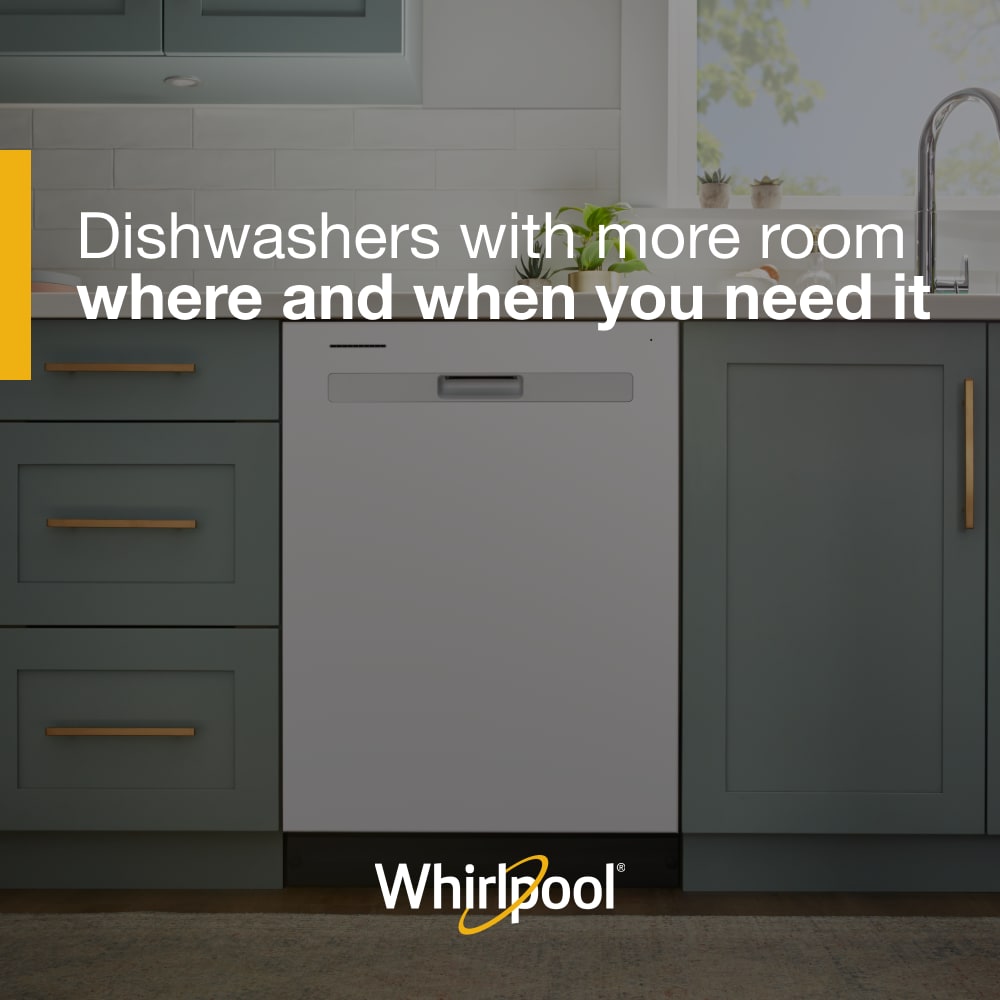 Lavavajillas Empotrado de Control Superior Serie Eco de Whirlpool de 24 pulgadas (Blanco), Nivel de Sonido Estándar de 55 Decibeles WDP540HAMW