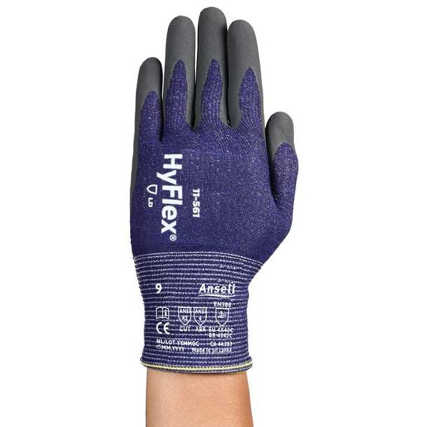 Guantes de tejido Ansell, Nivel de corte A3, 15 ga, Azul/Gris, 8 - 11-561.
