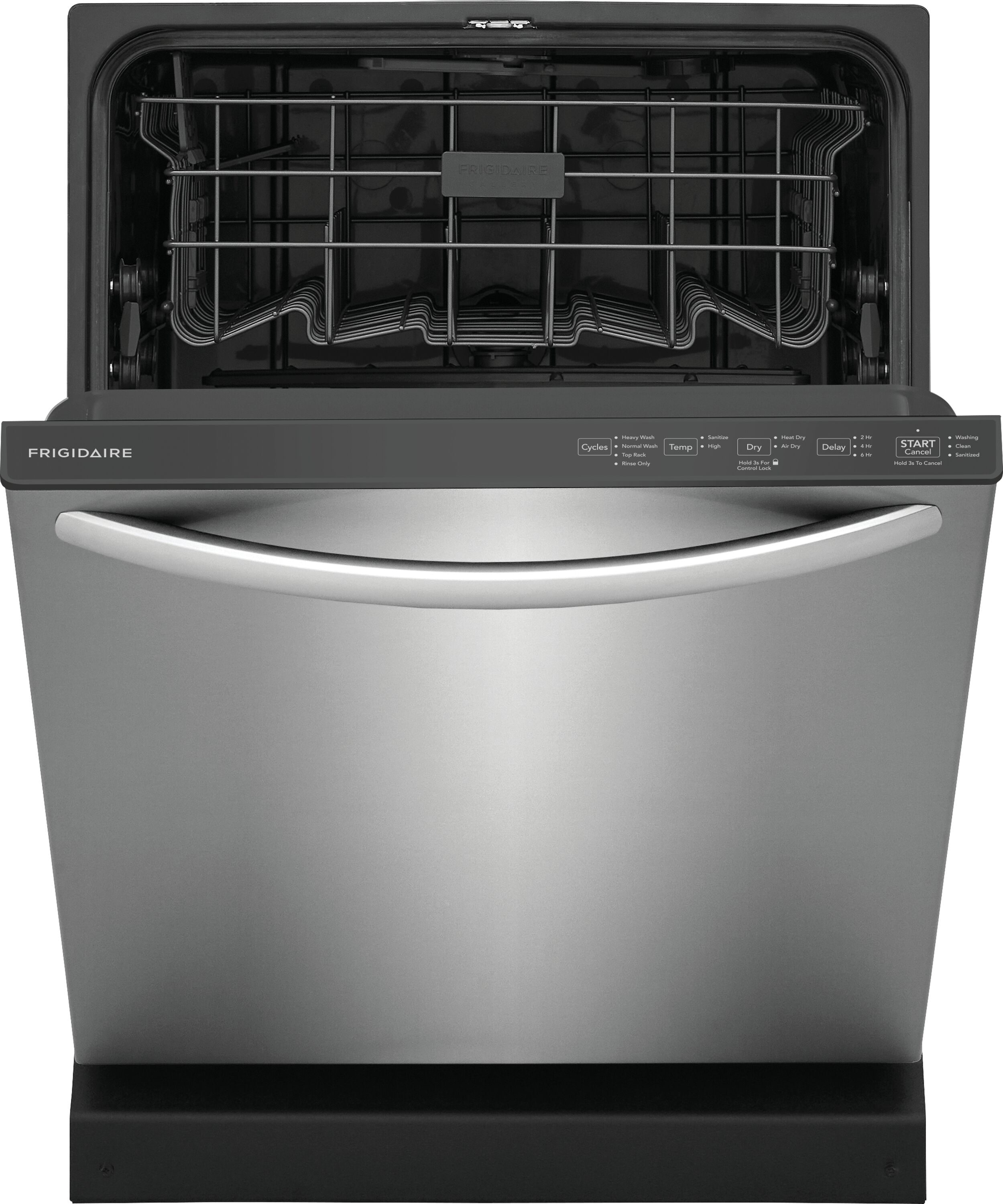 Lavavajillas empotrado de control superior de 24 pulgadas de Frigidaire (Acero inoxidable resistente a huellas dactilares) con certificación ENERGY STAR, nivel de sonido estándar de 52 decibeles FDPH431LAF