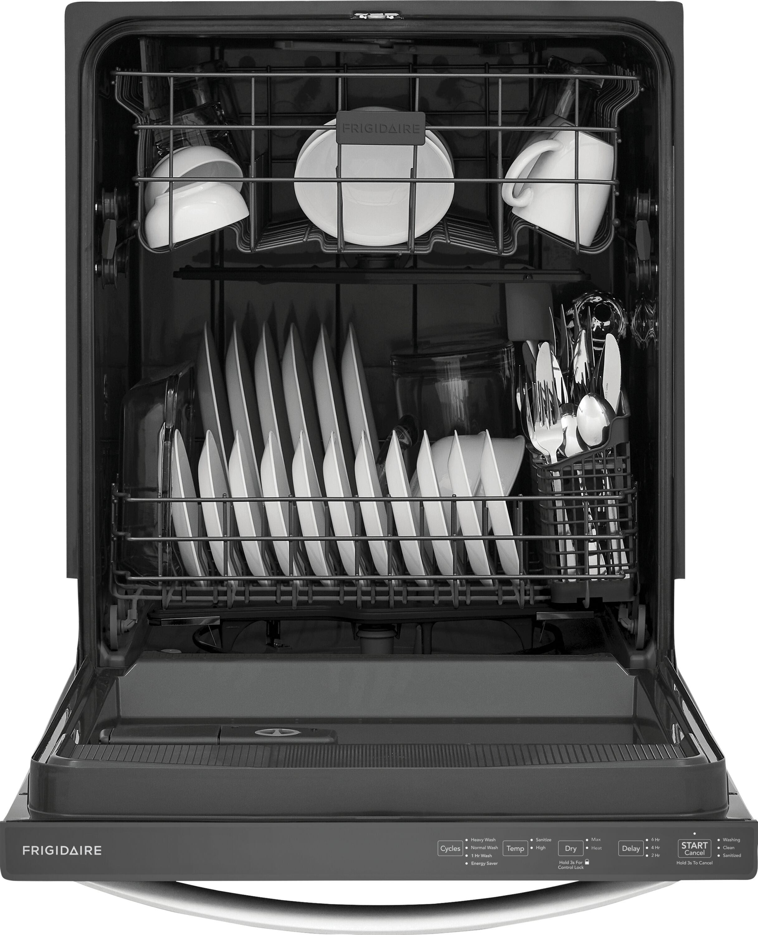 Lavavajillas empotrado de control superior de 24 pulgadas de Frigidaire (Acero inoxidable resistente a huellas dactilares) con certificación ENERGY STAR, nivel de sonido estándar de 52 decibeles FDPH431LAF