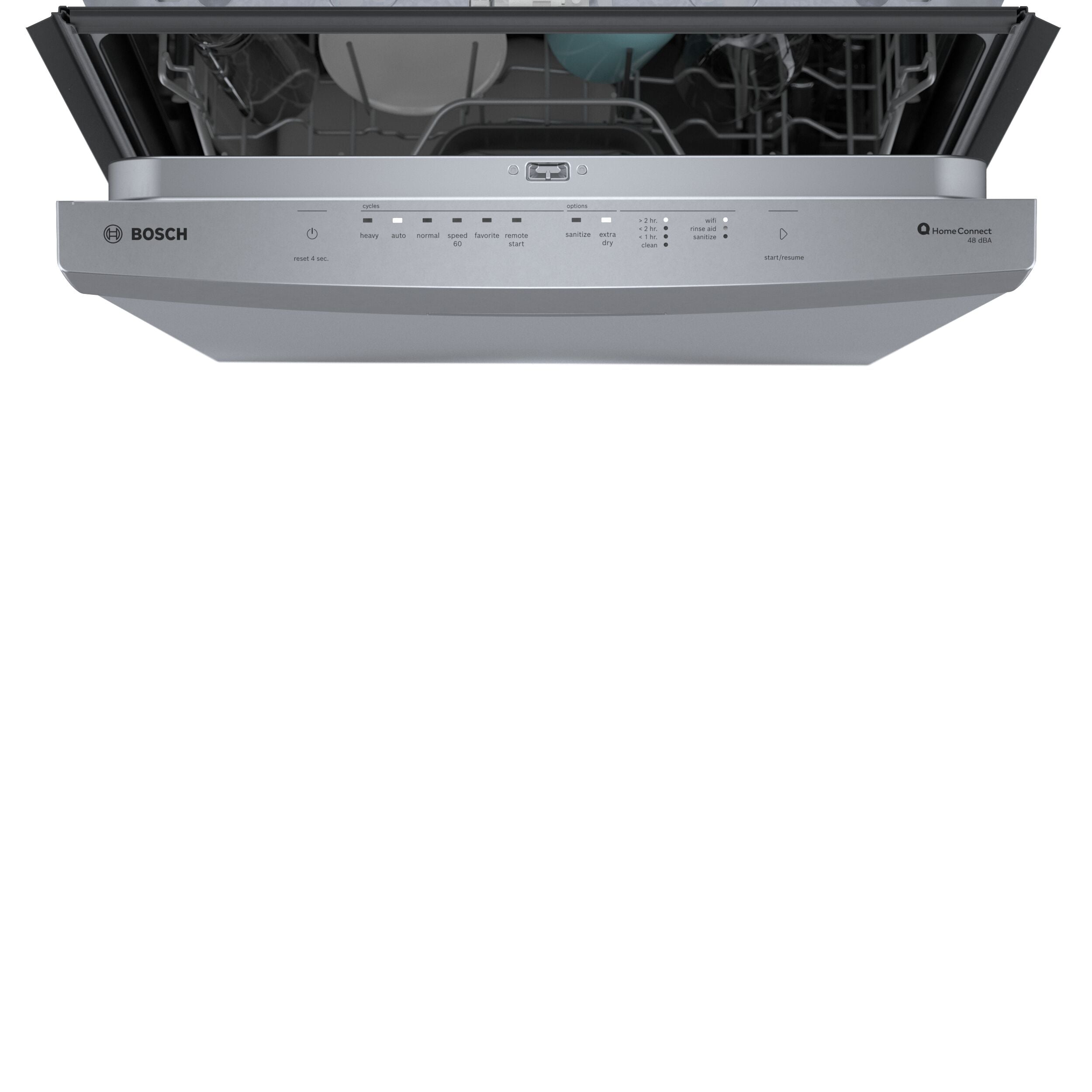 Lavavajillas Empotrable con Tercer Repisa Serie 300 de Bosch de 24 pulgadas con Control en la Parte Superior (Acero Inoxidable) Nivel de Sonido Muy Silencioso de 48 Decibeles SHS43CF5N