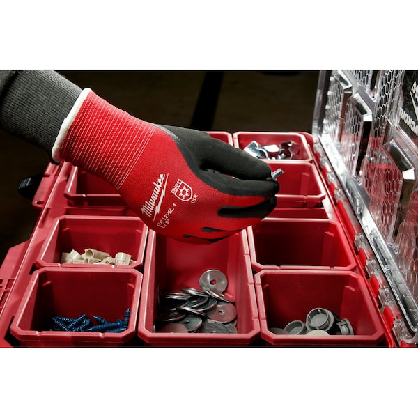 Guantes Milwaukee Tool de invierno aislados con nivel de corte 1 - Tamaño mediano, Nivel de corte A1, Calibre 15, Rojo/Negro, M (8) - 48-22-8911
