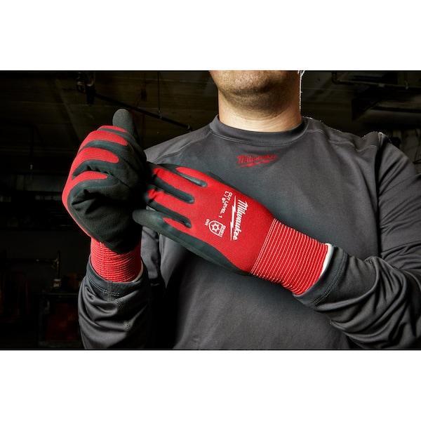 Guantes Milwaukee Tool de invierno aislados con nivel de corte 1 - Tamaño mediano, Nivel de corte A1, Calibre 15, Rojo/Negro, M (8) - 48-22-8911